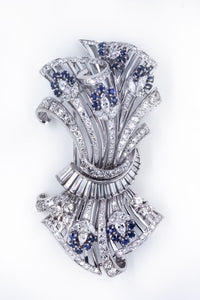 1950's Platinum Diamond & Sapphire Brooch