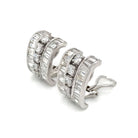 1960's Platinum Vintage Diamond Huggie Earrings - The Back Vault Jewelry