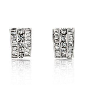 8.00cttw Platinum Vintage Diamond Huggie Earrings