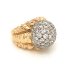 1970's Platinum & 14K Yellow Gold Dome Shaped Diamond Cocktail Ring - The Back Vault