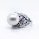 1960's Platinum Pearl & Diamond Ring - The Back Vault Jewelry