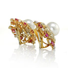 David Webb Platinum Pearl, Diamond & Ruby Earrings - The Back Vault