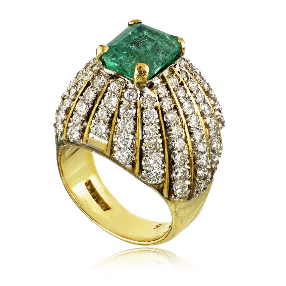 Vintage Green Emerald & Diamond Ring – The Back Vault