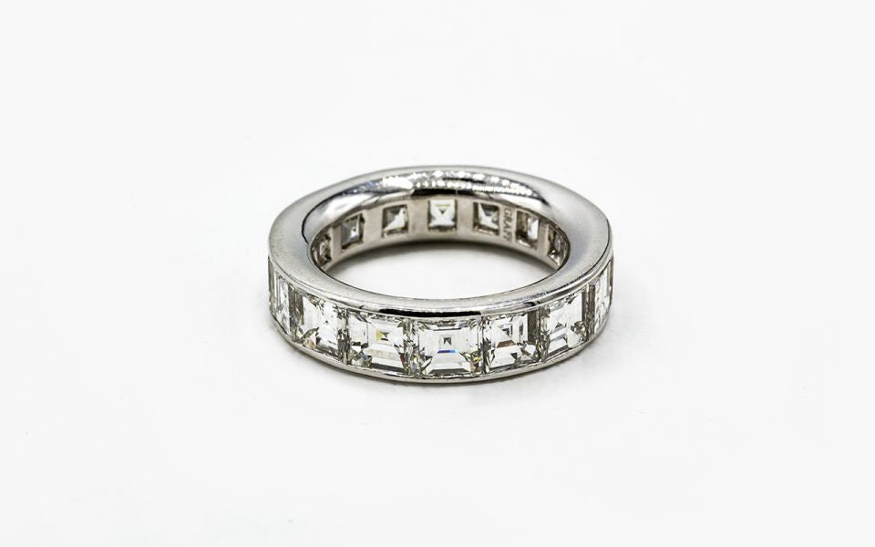 Graff Platinum 8.41 Carat Straight Cut Asscher Cut Diamond Eternity Band - The Back Vault