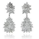 Platinum 48 carat Cluster Diamond Drop Earrings - The Back Vault