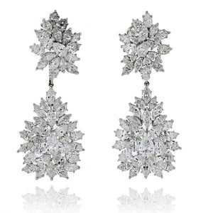 Platinum 48 carat Cluster Diamond Drop Earrings