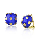 Tiffany & Co. Schlumberger 18K Yellow Gold Blue Enamel Heart Motif Earrings - The Back Vault