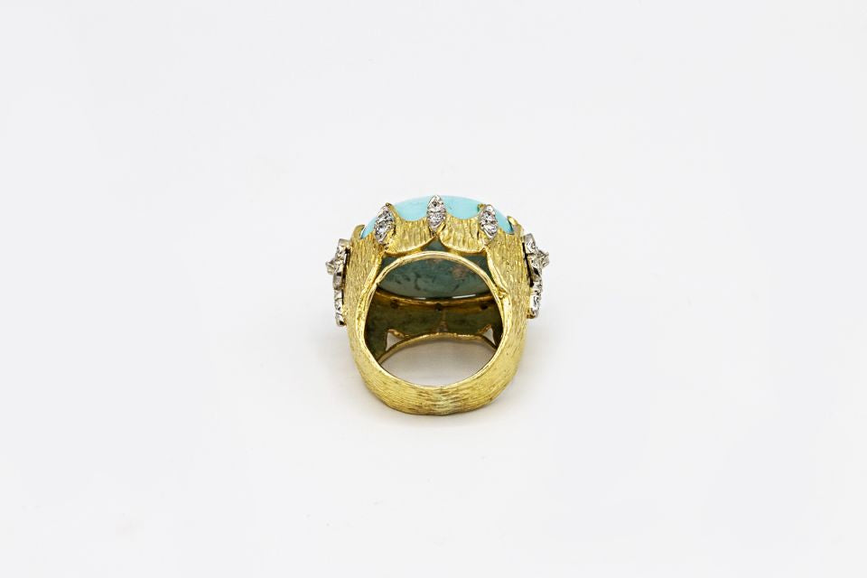 1970's 18K Yellow Gold Turquoise Ring - The Back Vault Jewelry