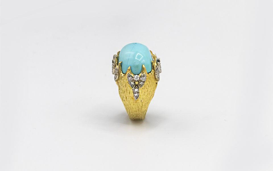 1970's 18K Yellow Gold Turquoise Ring - The Back Vault Jewelry