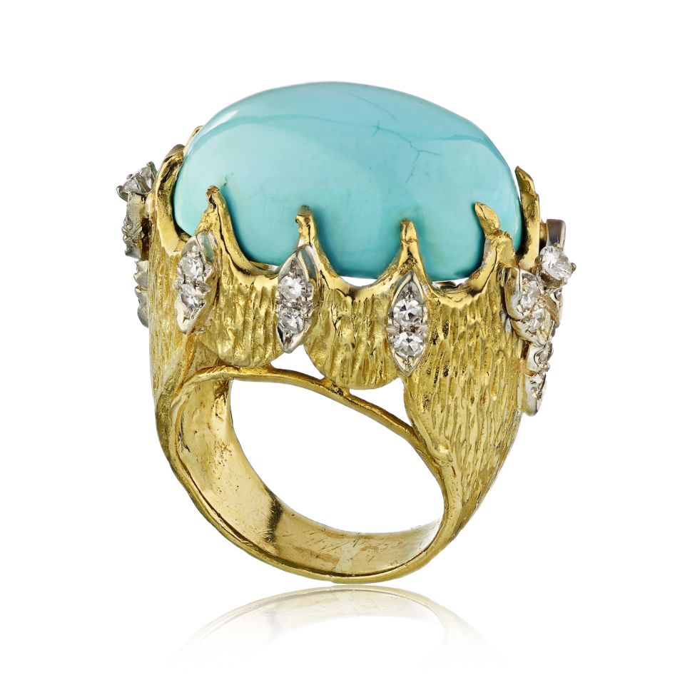 1970's 18K Yellow Gold Turquoise Ring - The Back Vault Jewelry