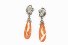 David Webb Platinum Coral And Diamond Drop Convertable Earrings - The Back Vault