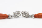 David Webb Platinum Coral And Diamond Drop Convertable Earrings - The Back Vault