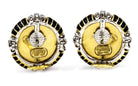 David Webb Coral Platinum & 18K Yellow Gold Black Enamel And Diamond Earrings - The Back Vault