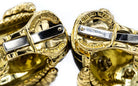 David Webb Buckle Platinum & 18K Yellow Gold Black Enamel, Diamond Earrings - The Back Vault