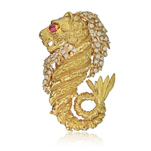 David Webb Platinum & 18K Yellow Gold Sea Dragon Diamond Brooch