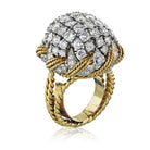 David Webb Bombe Platinum & 18K Yellow Gold Diamond Pave Ring - The Back Vault