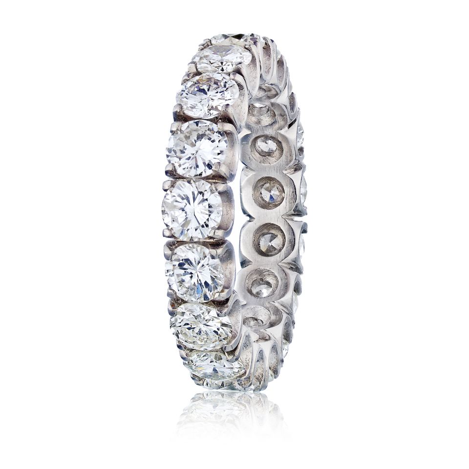 Platinum 5.00 carats Round Cut Diamond U-Shape Eternity Band - The Back Vault Jewelry