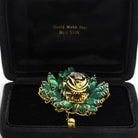 David Webb Kingdom Platinum & 18K Yellow Gold Diamond Tiger Chrysoprase Brooch - The Back Vault