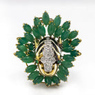 David Webb Kingdom Platinum & 18K Yellow Gold Diamond Tiger Chrysoprase Brooch - The Back Vault