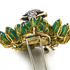 David Webb Kingdom Platinum & 18K Yellow Gold Diamond Tiger Chrysoprase Brooch - The Back Vault