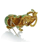 David Webb Monkey Platinum & 18K Yellow Gold Green & White Enamel Brooch - The Back Vault