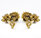 David Webb Sculpted Platinum & 18K Yellow Gold 2.00 Carat Round Diamonds Earrings - The Back Vault