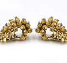 David Webb Sculpted Platinum & 18K Yellow Gold 2.00 Carat Round Diamonds Earrings - The Back Vault