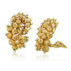 David Webb Sculpted Platinum & 18K Yellow Gold 2.00 Carat Round Diamonds Earrings - The Back Vault