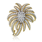 David Webb 1970's Platinum & 18K Yellow Gold Foliage Diamond Brooch - The Back Vault