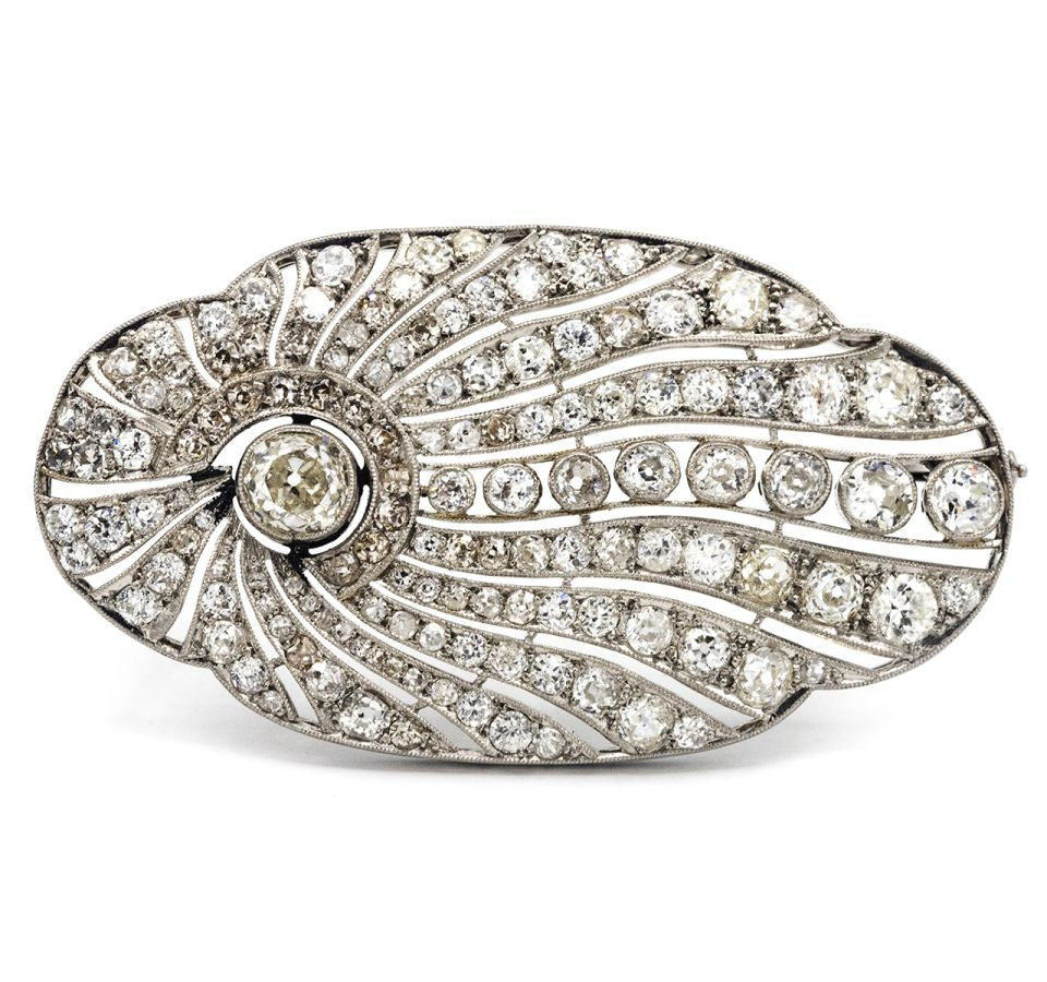 Edwardian Platinum Diamond Brooch - The Back Vault Jewelry