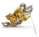 1970's Platinum & 18K Yellow Gold Foliage Diamond Brooch - The Back Vault Jewelry