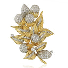 1970's Platinum & 18K Yellow Gold Foliage Diamond Brooch - The Back Vault Jewelry