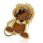 Van Cleef & Arpels French 18K Yellow Gold Lucky Animals Lion Tiger Eye Brooch - The Back Vault