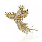 Mario Boshi Multi Gems Platinum & 18K Yellow Gold Sapphires, Emeralds & Diamonds Bird Brooch - The Back Vault