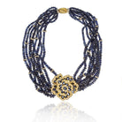 Sapphire Beads 18K Yellow Gold Diamond Flower Multi-Strand Necklace - The Back Vault Jewelry