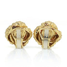 David Webb 1970's Platinum & 18K Yellow Gold Round Cabochon Coral Clip-On Earrings - The Back Vault