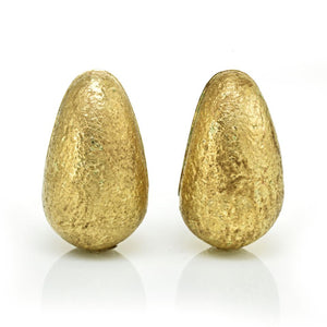 David Webb 1970's 18K Yellow Gold Brushed Finish Earrings