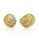 David Webb Diamond Shell Platinum & 18K Yellow Gold Clip-On Earrings - The Back Vault