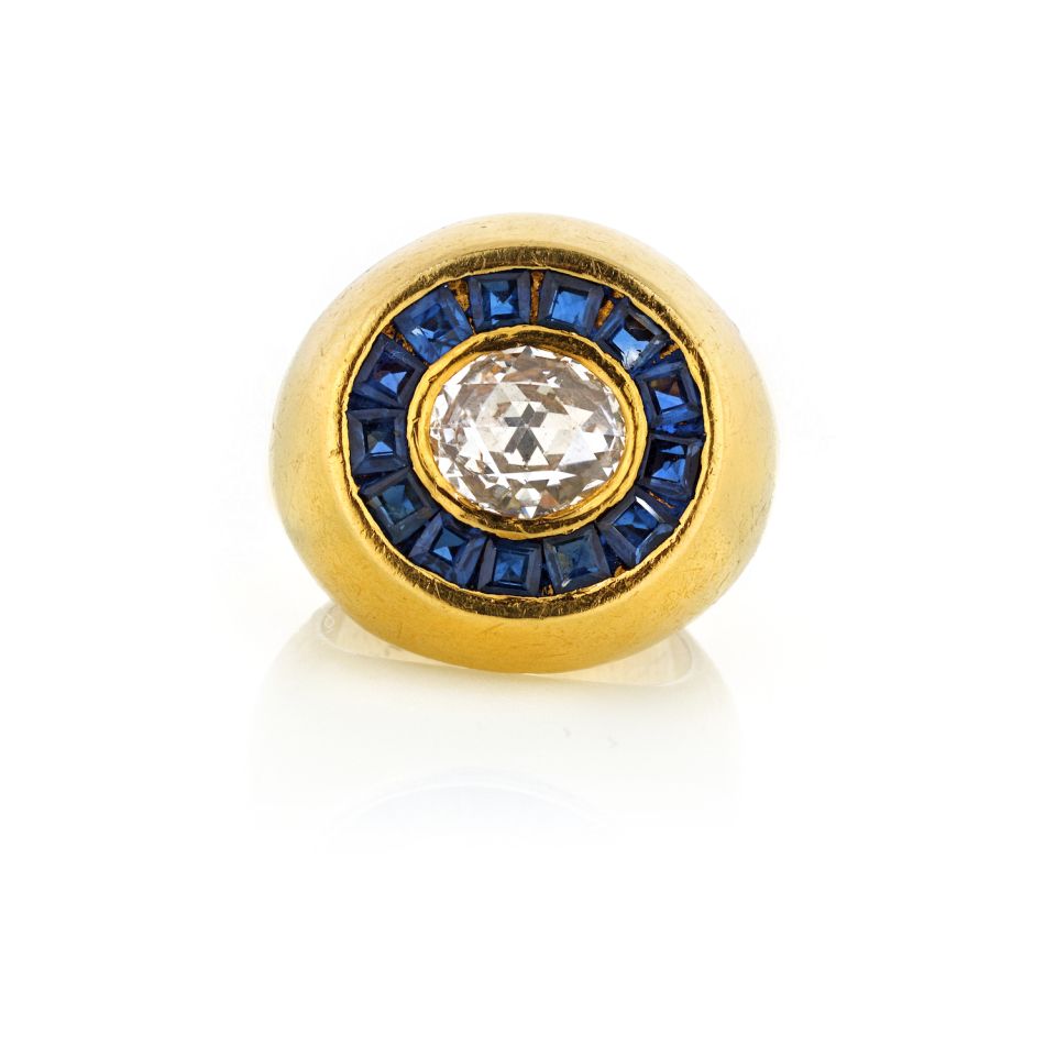 GYPSY 18K Yellow Gold 1 Diamonds & 13 Sapphires Ring - The Back Vault Jewelry