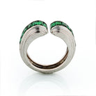 1940's Platinum Gypsy Straight Green Emerald Ring - The Back Vault Jewelry