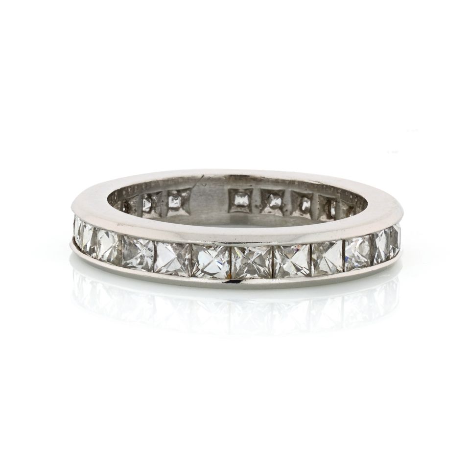 French Cut Platinum 3.00cttw Channel Set Diamond Eternity Band - The Back Vault Jewelry