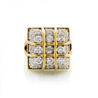 1970's 18K Yellow Gold Box Cage Diamond Criss Cross 7.50 carat Ring - The Back Vault Jewelry