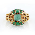 Mauboussin Vintage 18K Yellow Gold Cabochon Green Emerald Cuff Bangle Bracelet - The Back Vault Jewelry