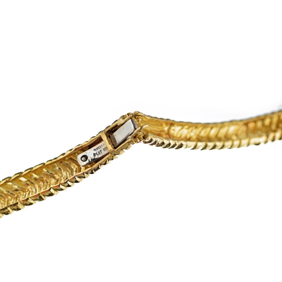 David Webb Hinge Collar Platinum & 18K Yellow Gold 2.50 Carat Diamond Necklace - The Back Vault