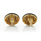 David Webb Enamel Platinum & 18K Yellow Gold Diamond Clip-On Earrings - The Back Vault