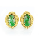 David Webb 18K Yellow Gold Carved Jade Clip-On Earrings - The Back Vault