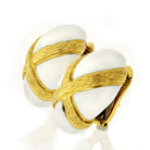 David Webb 18K Yellow Gold Oval White Enamel Earrings - The Back Vault