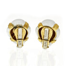 David Webb 18K Yellow Gold Oval White Enamel Earrings - The Back Vault