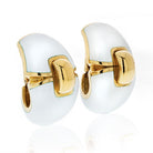 David Webb White Enamel Platinum & 18K Yellow Gold Clip-On Earrings