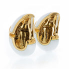 David Webb White Enamel Platinum & 18K Yellow Gold Clip-On Earrings